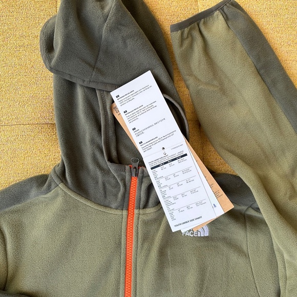 The North Face® boys fleece hoodie zip-thru jacket, L 14/16 olive w/gray NWT - Picture 4 of 9